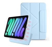YRDUKJFDJ For iPad Mini (6th Generation) 8.3-Inch,Magnetic Attachment Slim Trifold CAS Auto Wake/Sleep,Multi-Viewing Angles,Slim Light Shell Cover(BLU)