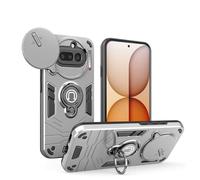 YRDUKJFDJ For Nothing Phone 4a Case with Kickstand & Slide Camera Cover, Shockproof Military-Grade Case Rugged Protective Cover for Nothing Phone 4a Phone(Silver)
