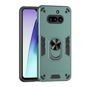 YRDUKJFDJ For Nothing Phone 4A Phone Case with Kickstand & Shockproof Military Grade Drop Proof Protection Rugged Protective Cover PC Matte Textured Sturdy Bumper Cases(Dark Green)