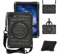 YRDUKJFDJ For Samsung Galaxy Tab A11+ Plus 11 Inch 2025 Case for Kids,Teens with Strap Handle and Rotating Stand Lightweight Shockproof Kids Friendly Cover with Kickstand & Shoulder Strap(Svart)