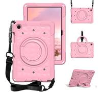 YRDUKJFDJ For Samsung Galaxy Tab A11+ Plus 11 Inch 2025 Case for Kids,Teens with Strap Handle and Rotating Stand Lightweight Shockproof Kids Friendly Cover with Kickstand & Shoulder Strap(Pink)