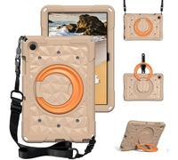 YRDUKJFDJ For Samsung Galaxy Tab A9 8.7" 2023(SM-X110/X115/X117) Case for Kids,Teens with Strap Handle and Rotating Stand Lightweight Shockproof Kids Friendly Cover with Shoulder Strap(Khaki 1)