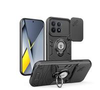 YRDUKJFDJ For Xiaomi Poco F8 Pro/Rrdmi K90 Case with Kickstand & Slide Camera Cover, Shockproof Military-Grade Case Rugged Protective Cover for Xiaomi Poco F8 Pro/Rrdmi K90 Phone(Svart)