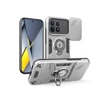 YRDUKJFDJ For Xiaomi Poco F8 Pro/Rrdmi K90 Case with Kickstand & Slide Camera Cover, Shockproof Military-Grade Case Rugged Protective Cover for Xiaomi Poco F8 Pro/Rrdmi K90 Phone(Silver)