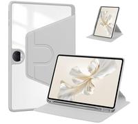 YRDUKJFDJ Funda giratoria for Honor Pad 9/Honor Tablet 9 de 12,1 Pulgadas 2023, con portalápices, Cubierta Trasera Dura Transparente, Soporte Giratorio de 360° y Encendido/Apagado automático(Szary)