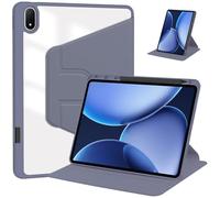 YRDUKJFDJ Funda giratoria for OPPO Pad 4 Pro de 13,2" (2025), con portalápices, Cubierta Trasera Dura Transparente, Soporte Giratorio de 360° y Encendido/Apagado automático(Purple)