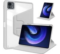 YRDUKJFDJ Funda giratoria for Xiaomi Pad 7S Pro de 12,5 Pulgadas lanzada en 2025, con portalápices, Cubierta Trasera Dura Transparente, Soporte Giratorio de 360° y Encendido/Apagado automático(Szary)
