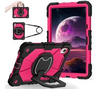 YRDUKJFDJ Shockproof Case for Lenovo Idea Tab 11 Inch 2025 (TB-336ZU/TB-336FU), Heavy-Duty Protective Cover with Rotating Kickstand, Foldable Handle, Shoulder Strap, Pen Holder(Rose Red)