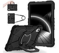 YRDUKJFDJ Shockproof Case for Lenovo Idea Tab 11 Inch 2025 (TB-336ZU/TB-336FU), Heavy-Duty Protective Cover with Rotating Kickstand, Foldable Handle, Shoulder Strap, Pen Holder(Svart)