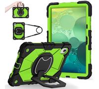 YRDUKJFDJ Shockproof Case for Lenovo Tab M11 11'' TB330FU / Xiaoxin Pad 11 2024 TB331FC, Heavy-Duty Protective Cover with Rotating Kickstand, Foldable Handle, Shoulder Strap, Pen Holder(Black Green)