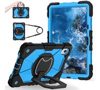 YRDUKJFDJ Shockproof Case for Lenovo Tab M11 11'' TB330FU / Xiaoxin Pad 11 2024 TB331FC, Heavy-Duty Protective Cover with Rotating Kickstand, Foldable Handle, Shoulder Strap, Pen Holder(Black Blue)