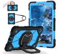 YRDUKJFDJ Shockproof Case for Lenovo Tab One 8.7 Inch 2025 / Tab K9 (TB305FU), Heavy-Duty Protective Cover with Rotating Kickstand, Foldable Handle, Shoulder Strap, Pen Holder(Black Blue)
