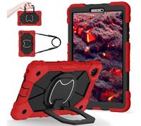 YRDUKJFDJ Shockproof Case for Lenovo Tab One 8.7 Inch 2025 / Tab K9 (TB305FU), Heavy-Duty Protective Cover with Rotating Kickstand, Foldable Handle, Shoulder Strap, Pen Holder(Rosso)