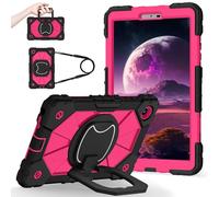YRDUKJFDJ Shockproof Case for Lenovo Tab One 8.7 Inch 2025 / Tab K9 (TB305FU), Heavy-Duty Protective Cover with Rotating Kickstand, Foldable Handle, Shoulder Strap, Pen Holder(Rose Red)