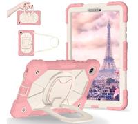 YRDUKJFDJ Shockproof Case for Lenovo Tab One 8.7 Inch 2025 / Tab K9 (TB305FU), Heavy-Duty Protective Cover with Rotating Kickstand, Foldable Handle, Shoulder Strap, Pen Holder(Rose Gold)