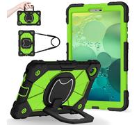 YRDUKJFDJ Shockproof Case for Lenovo Tab One 8.7 Inch 2025 / Tab K9 (TB305FU), Heavy-Duty Protective Cover with Rotating Kickstand, Foldable Handle, Shoulder Strap, Pen Holder(Black Green)