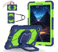 YRDUKJFDJ Shockproof Case for Lenovo Tab One 8.7 Inch 2025 / Tab K9 (TB305FU), Heavy-Duty Protective Cover with Rotating Kickstand, Foldable Handle, Shoulder Strap, Pen Holder(Blue Green)