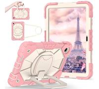 YRDUKJFDJ Shockproof Case for T-Mobile Revvl Tab 2 2025 Released 10.1 Inch, Heavy-Duty Protective Cover with Rotating Kickstand, Foldable Handle, Shoulder Strap, Pen Holder(Rose Gold)
