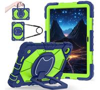 YRDUKJFDJ Shockproof Case for T-Mobile Revvl Tab 2 2025 Released 10.1 Inch, Heavy-Duty Protective Cover with Rotating Kickstand, Foldable Handle, Shoulder Strap, Pen Holder(Blue Green)