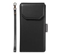 YRDUKJFDJ Soporte para teléfono con Funda Plegable For Samsung Galaxy A06 4G Wallet Case with Card Holder For Women and Men, Fashion PU Leather Cover Side Buckle Hand Strap Wallet Phone Cases(Svart)