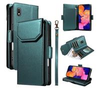YRDUKJFDJ Soporte para teléfono con Funda Plegable For Samsung Galaxy A10 Wallet Case with Card Holder For Women and Men, Fashion PU Leather Cover Side Buckle Hand Strap Wallet Phone Case(Ye?il)