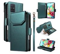 YRDUKJFDJ Soporte para teléfono con Funda Plegable For Samsung Galaxy A71 4G Wallet Case with Card Holder For Women and Men, Fashion PU Leather Cover Side Buckle Hand Strap Wallet Phone Case(Ye?il)