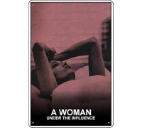 YRENBIYYONZ Cartel de metal con texto en inglés "A Woman Under the Influence" (1974) para decoración de pared retro vintage de 8 x 12 pulgadas