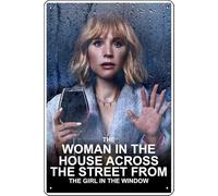 YRENBIYYONZ Cartel de metal con texto en inglés "The Woman in the House Across the Street from the Girl in the Window (2022)