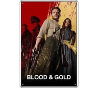 YRENBIYYONZ Placa de metal con diseño de película Blood & Gold (2023) de 8 x 12 pulgadas, decoración de pared retro vintage