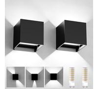 YrgePowk 2 Piezas Aplique Pared Interior/Exterior, Lampara de pared Con G9 LED Bombillas Reemplazables 9W 6000K Blanco Frío, Aplique Pared Exterior Impermeable IP65 Ángulo de haz Ajustable Negro