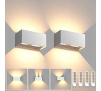 YrgePowk 2 Piezas Aplique pared LED con G9 LED Bombillas Reemplazables, 18W Lampara de Pared Interior 3000K Blanco Cálido Aplique Pared Exterior Impermeable IP65 Ángulo de haz Ajustable Blanco