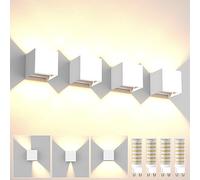 YrgePowk Aplique Pared Interior Blanco Cálido, 4 Piezas Lampara de pared Con G9 LED Bombillas Reemplazables Moderno Aplique Pared Exterior Impermeable IP65 Ángulo de haz Ajustable Blanco
