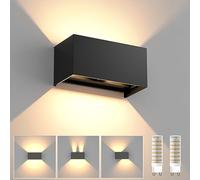 YrgePowk Aplique pared LED Con G9 LED Bombillas Reemplazables, 18W Lampara de pared Interior/Exterior Blanco Cálido 3000K Aplique Pared Exterior Impermeable IP65 Ángulo de haz Ajustable Negro
