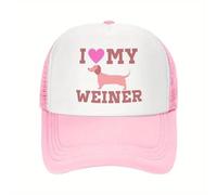 YRGSJK Clásica Gorra de béisbol de Malla Me Encanta mi Perro Weiner Trucker Rosa Gorras Casuales Ajustables de Malla Divertida Acampada al Aire Libre Senderismo