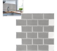 YRHome 10 hojas de azulejos adhesivos 3D para azulejos, adhesivos para cocina, gris, 30 x 30 cm, resistentes al agua, para decoración de azulejos, baño
