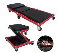 YRHome 2 en 1 plataforma móvil para taller y camilla de taller, plataforma rodante 150 kg de capacidad, 6 ruedas móviles giratorias 360°, función de asiento y cama para taller