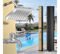 YRHome Ducha solar de 40 l, ducha solar de jardín con funda protectora, ducha de lluvia y grifo, temperatura máxima del agua de 60 °C, para jardín, piscina, camping, color dorado cepillado