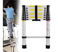 YRHome Escalera telescópica de Aluminio Multiusos de 2,6 m, Escalera multifunción, Antideslizante, Escalera de pie, Escalera Plegable, 150 kg, Capacidad de Carga 9 peldaños, Color Plateado