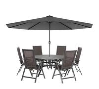 YRHome Sombrilla de aluminio de 300 cm/350 cm, sin función de inclinación, protección UV 40+, color gris oscuro, para balcón, jardín, terraza, antracita, 3m ohne LED