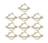 YROHGKPN 10 piezas planeta bisel hueco metal oro colgantes colgantes resina UV manualidades marco vacío para collar fabricación de joyas marco geométrico colgante para resina artesanía