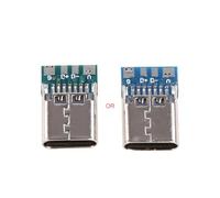 YROHGKPN 2 conectores USB tipo C, 16 pines hembra de soldadura, conector jack de 180 grados para transmisión de datos, tipo C hembra