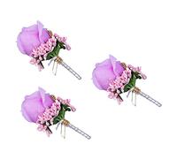 YROHGKPN 3 Piezas Rosas Artificiales Ojal Novio Bayas Artificiales Para Corsa Rosas Artificiales Ojal