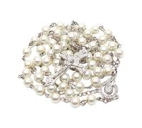 YROHGKPN 6 mm perlas Cruz Rosario Collares Colgantes Colgantes para Mujeres y Hombres Rezando Accesorios de Regalo Cuentas de Oración, m, como se describe, como se describe