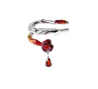 YROHGKPN Anillo de rosa rojo, apertura ajustable para mujeres y niñas, círculos únicos para los dedos, anillos índices estéticos, joyas Y2K, apertura ajustable