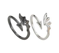 YROHGKPN Anillos góticos ajustables con alas de diablo - Joyería unisex para parejas de aleación duradera a juego Romance Regalo Alas de Ángel Joyería, como se describe