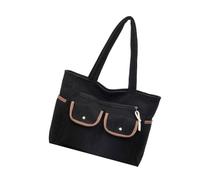 YROHGKPN Bolsa de compras de pana de moda bolsillo frontal extra grande con cremallera interna bolsillo en el antebrazo bolsas de la compra Compras Compras para Diarios Monedero de pana, Negro