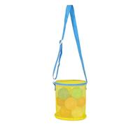YROHGKPN Bolsa de playa de malla para guardar juguetes, conchas, cubos de malla para vacaciones, malla de arena, conchas, Yellow Blue Strap