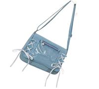 YROHGKPN Bolso bandolera de anime de gran tamaño transparente con decoración de lazo extraíble, múltiples compartimentos para compras, viajes y uso diario de nylon, azul