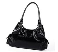 YROHGKPN Bolso de hombro con diseño de moto coreano con asa de amor, construcción de PU resistente al desgaste, compartimento organizado, moderno bolso de PU, Negro , M