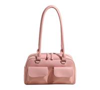 YROHGKPN Bolso de hombro retro coreano doble bolso de hombro simple color sólido bolso de hombro de cuero PU axila bolso con cremallera bolso de moda coreana hombro, a